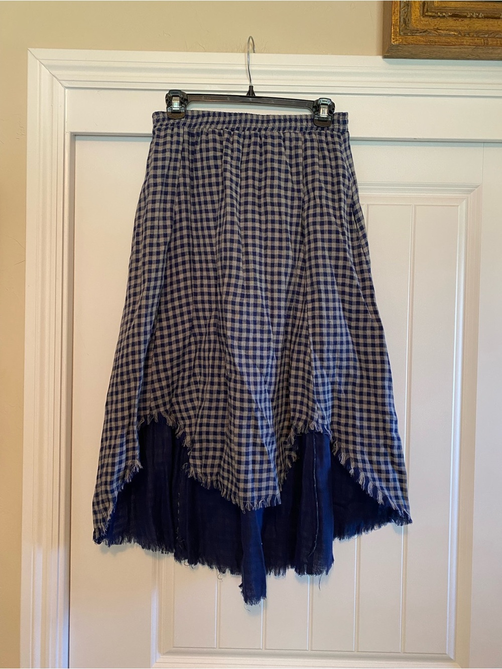 Blue Gingham High-Low Skirt